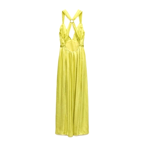 Zara Satin Effect Dress Lime size XS and M - Picture 15 of 16